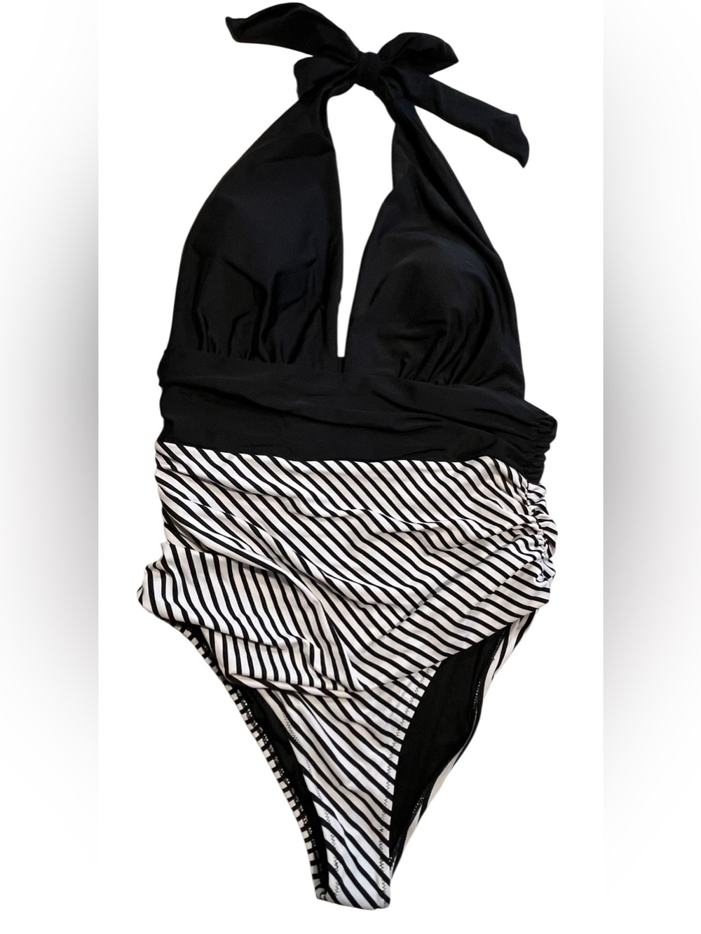 Hydrogen Reversible Swimsuit with Black and White Striped Trim - Picture 2 of 5